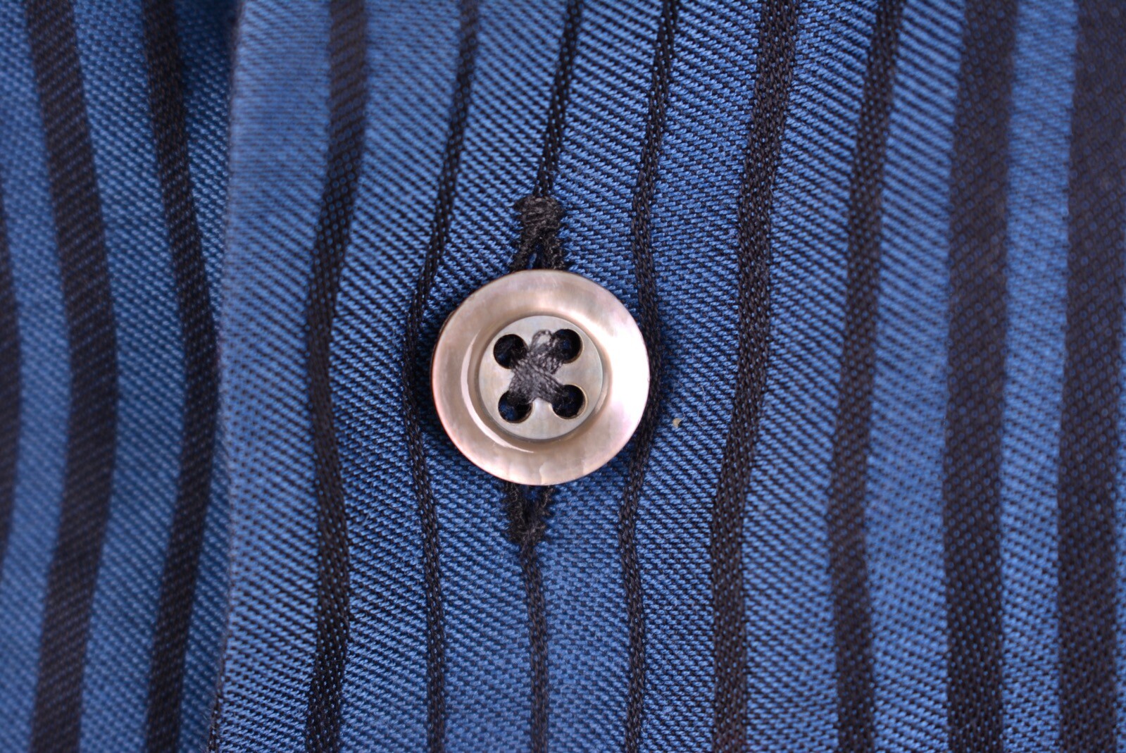 Camicia elegante Richard James Savile fila blu nera a righe cotone con bottoni 15