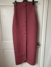 Stunning Droopy Browns Angela Holmes Sz 8 Vintage Skirt Red Wine Linen Victorian