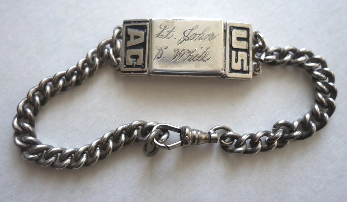 World War 2 Sterling Silver I.D. Locket Bracelet US Air Corps w/  Name/Serial