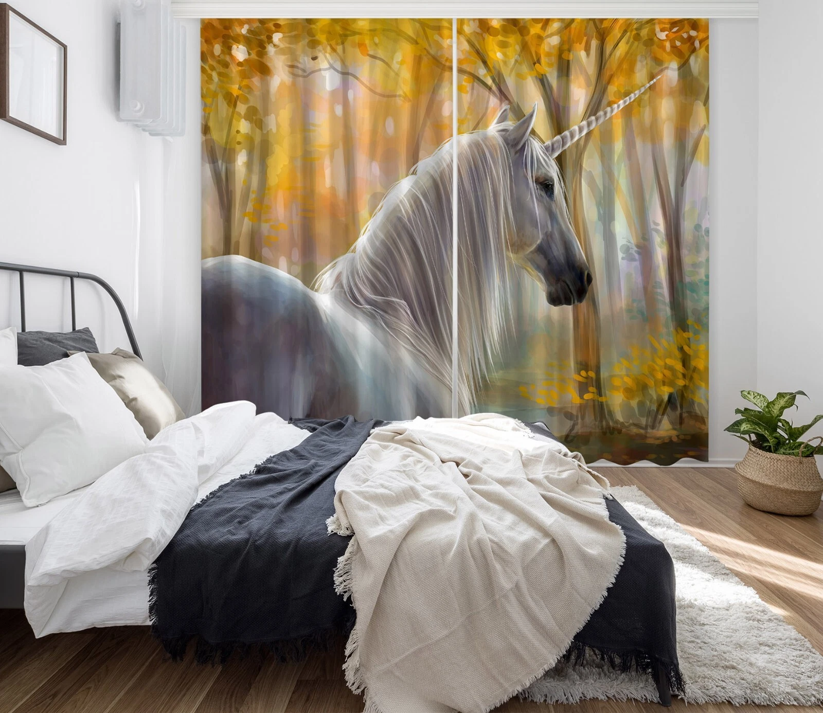 3D Forest Unicorn ZHUB306 Animal Photo Curtain Window Blockout Fabric Vera 2023