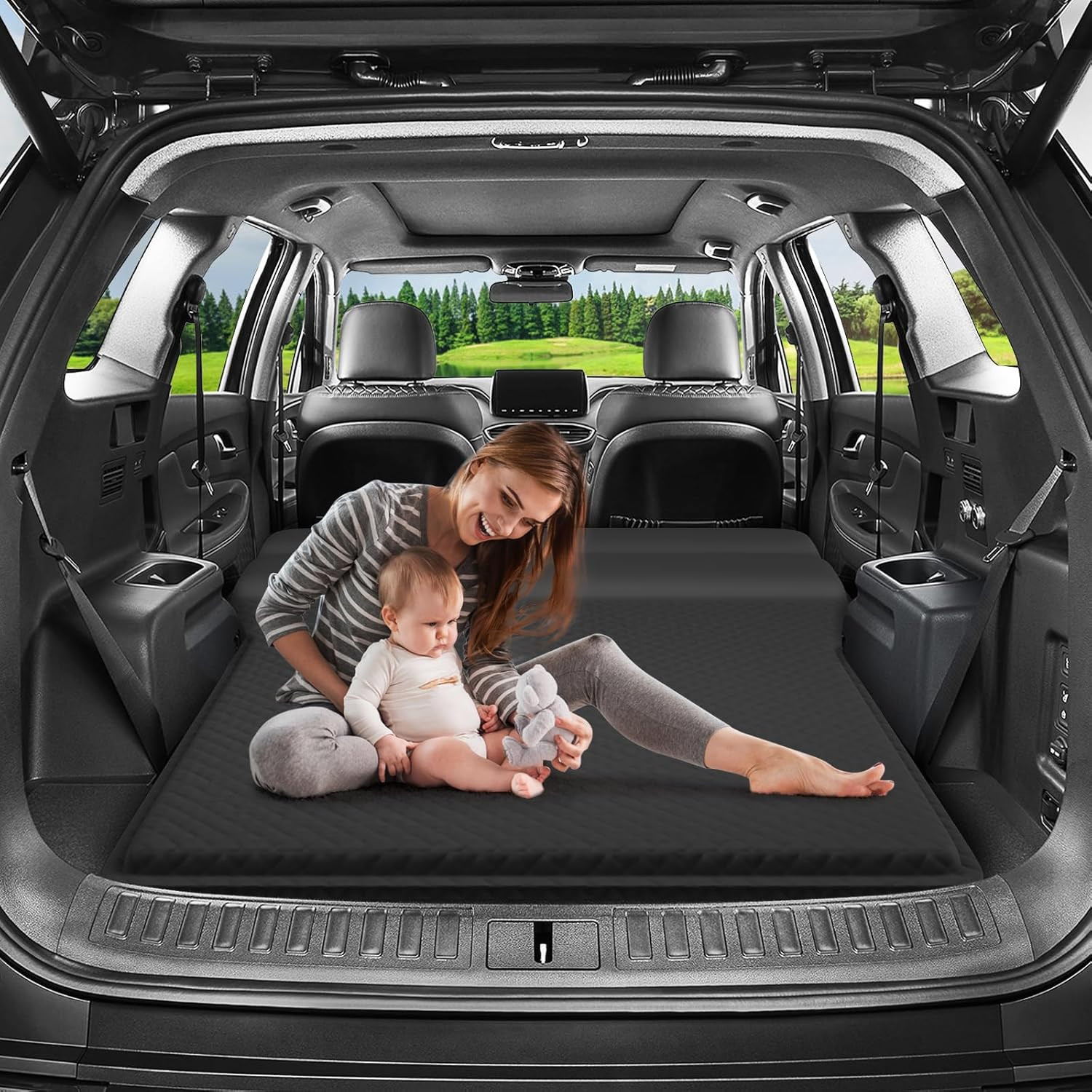Self-Inflating SUV Air Mattress for Camping & Travel - Memory Foam Bed Pad