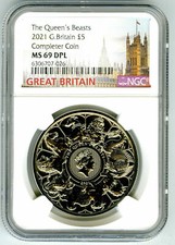2021 GREAT BRITAIN 5PD QUEEN S BEASTS COMPLETER COIN NGC MS69 DPL