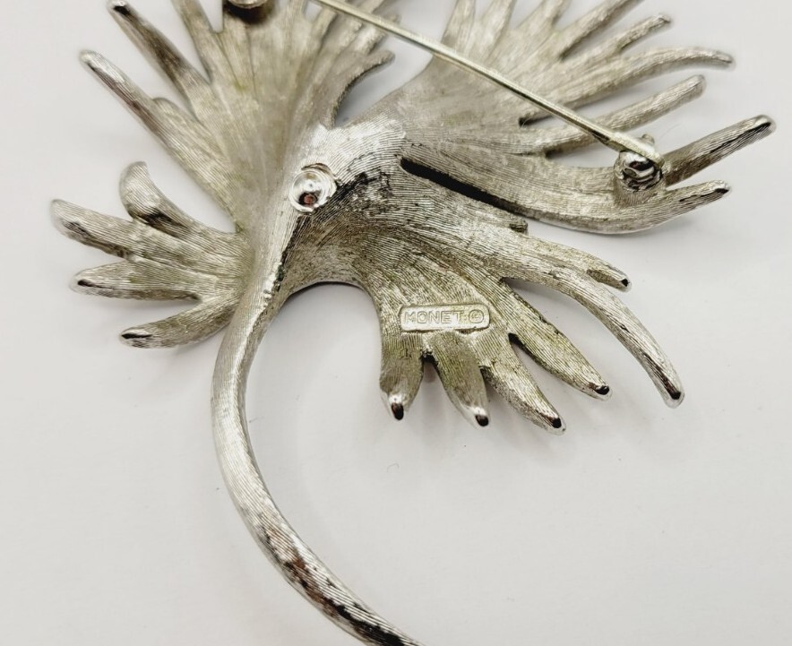 MONET silver tone statement abstract modernist fl… - image 7