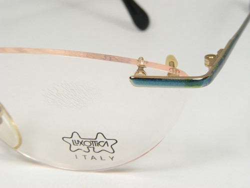 Vintage LUXOTTICA 7571 G385 GEP 18K GOLD EYEGLASSES GLASSES 57-20-135mm Italy - Picture 7 of 14