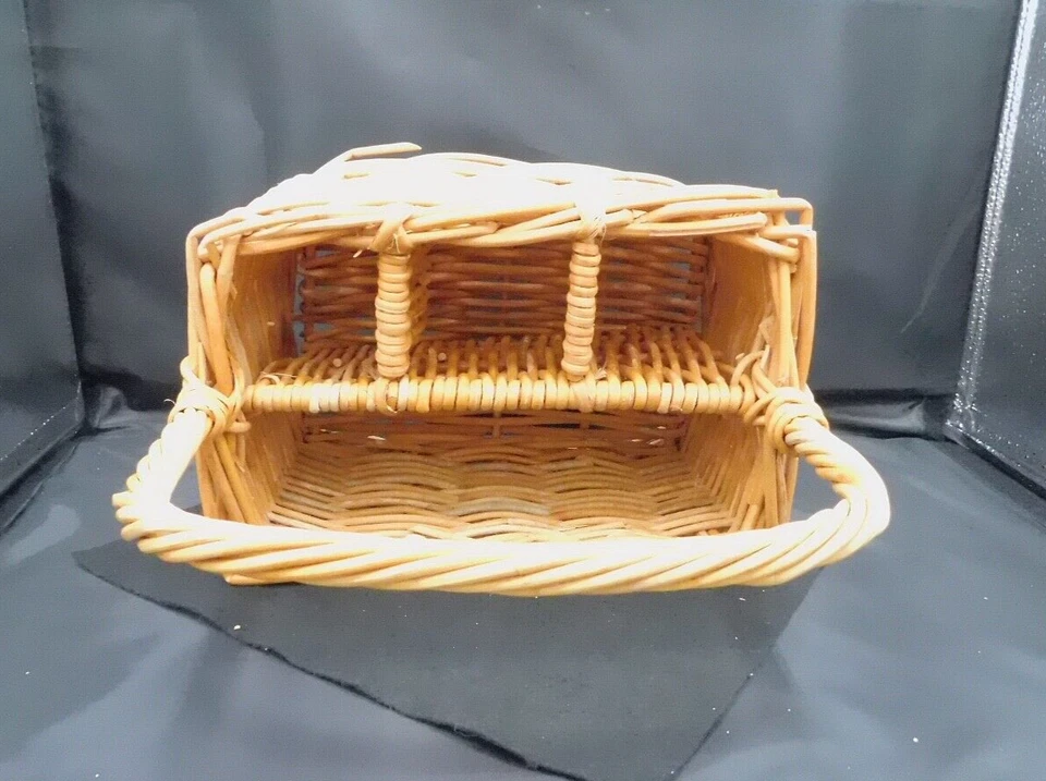 Vintage Wicker Silverware Napkin Basket Barbecue Picnic Large 12 w" x 12h" x 6" - Image 2 of 4