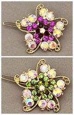 ELEGANT GOLDTONE HAIR CLIP CRYSTALS SELECT COLOR FREE USA SHIPPING