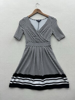 fit and flare petite dress with sleeves Karen Kane Three Quarter Sleeve Jersey Dress - Navy