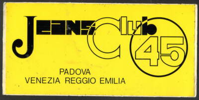 JEANS CLUB 45 PADUA VENICE REGGIO E sticker sticker vintage 80s (cm.17x8)