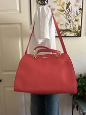 FURLA Satchel Saffiano Leather 2Way Tote Shoulder Bag Handbag Peach Pink /Beige