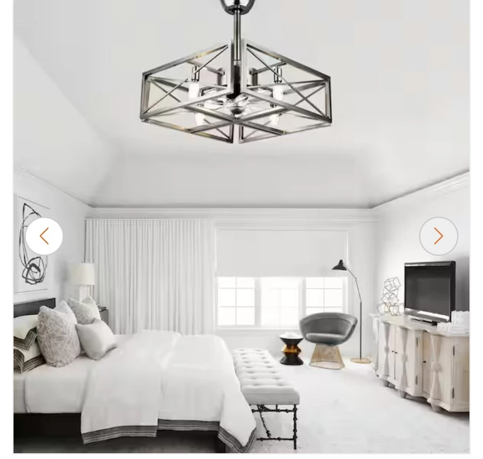 BD2061 20” Indoor 4-Light Square Brushed Nickel Ceiling Fan Oaks Aura Bella Depo - Image 2 of 4