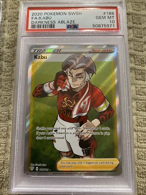 Pokemon PSA 10 Kabu Full Art #186/189 Sword And Shield Darkness