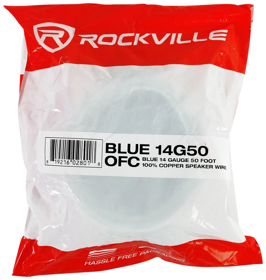 Rockville BLUE 14G50 OFC 14 Gauge 50 Foot 100% Copper Speaker Wire Car Audio - Image 3 of 3