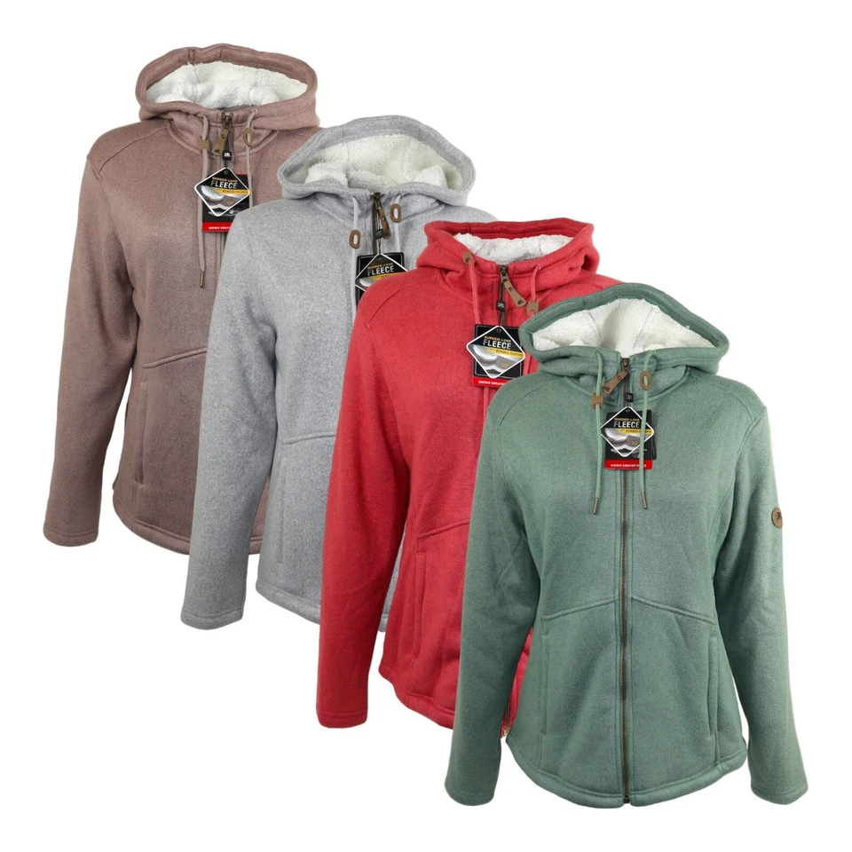 Ladies Jacket Hoodies Sherpa Bonded Borg Lined Fur Heavy Exclusive Fleece 14-05