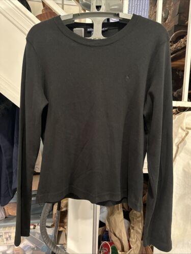Ralph Lauren Long Sleeve Shirt Women’s Size XL Black Ribbed Logo