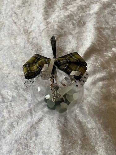 christmas bauble ,tree Hanging,driftwood Tree,sea glass,Cornish Tartan Vintage - Picture 8 of 8