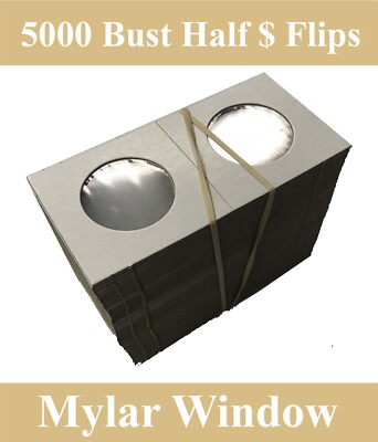 2x2 Cardboard Flips For US Bust Half Dollar Size 32.5mm 5000 HECO Mylar Holders