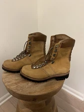 Chippewa 9" Tan Snuff Suede Lug Boots Felt Lined 25468 Men's 7 D NOS - Vintage