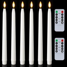 Homemory 11 inches Waxy Battery Operated Taper Candles with Remote Timer Dimm...