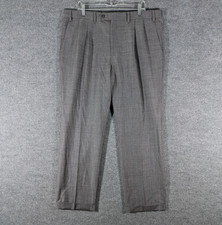 Chaps Dress Pants Mens 40x32 Gray 100% Wool Straight Leg Pleated Cuffed Trouser