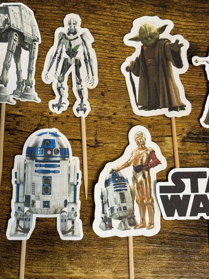 8 selecciones de madera vintage de recortes de papel para pasteles de cumpleaños de Star Wars  Foto 3 de 4