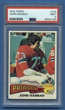 1975 JOHN HANNAH HOF PSA 9 MINT TOPPS NEW ENGLAND PATRIOTS LEGEND PATS! #318 RZC