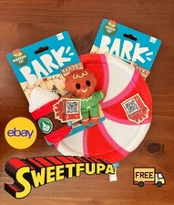 BARK Santa's Workchomp Peppermint Fetch + Latte & Gingerbread Man Dog Plush Toy