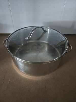 Princess House Heritage 4 Qt Stainless Steel Casserole Pan w/ Glass Lid VGC