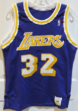 VTG 1980's MACGREGOR SAND KNIT LA LAKERS # 32 MAGIC JOHNSON JERSEY SIZE 42 SEWN