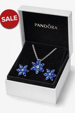 Authentic PANDORA Sparkling Blue Herbarium Necklace & Earrings Set w/ Box SALE!!