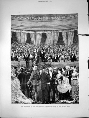 Antiker alter Druck Empfang Internationale Ausstellungsszene Albert Hall 1872