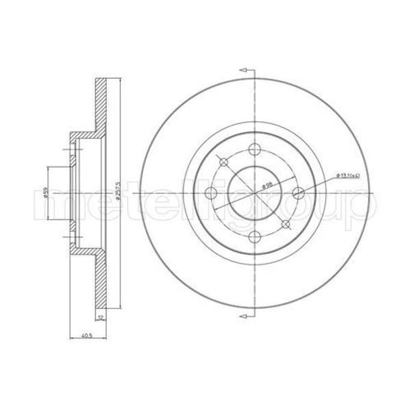 Metelli 2X Bremsscheibe Vorne Ø257.5 Mm Voll FüR Fiat Panda 312 1.2 0.9 312_-image