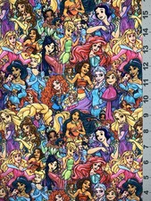 Disney Princesses Custom Fabric Fat Quarter 18 x28 Spandex