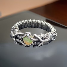 Fire Opal Ring Wire Wrapped Size 5.5