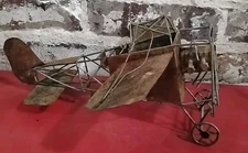 VTG Steampunk  Tin Metal Airplane 12" *1H