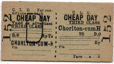 Cheshire Lines (CLC) Eisenbahnticket Chorlton-cum-H D.O nach Blanko