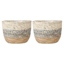 Macetas de interior para plantas 2 piezas de canasta de mimbre tejida con flores de paja