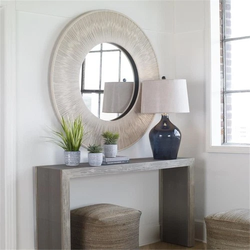 Uttermost Sailors Knot Round Coastal Iron MDF and Rope Mirror in White - Picture 7 of 8