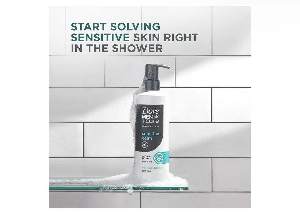 Dove Men+Care Sensitive Calm Face & Body Cleanser with Aloe Vera - 3 Pack - Image 4 of 4