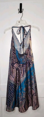 NWT Advance Apparels One Size Fits Most Floral Boho Silk Blend Halter Dress - Picture 2 of 6