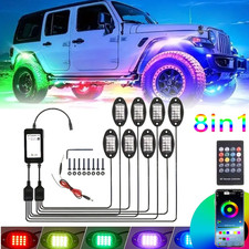 8pods Rgb Led Rock Lights Offroad Music Wireless Bluetooth Underglow Neon Lights