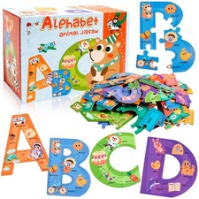 Wooden Alphabet Puzzles for Toddlers Ages 3 ,Montessori Preschool Learning AB...