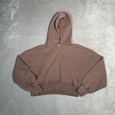 Abercrombie  Fitch Sweatshirt Women Small Brown Hoodie Cropped Soft A F Fleece