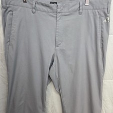 Adidas Men's 40x32 Chino Gray Golf Pants Lightweight Athletic 3 Stripe Logo