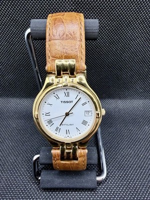 Vintage Tissot Stylist Quartz Watch Gold Tone Roman Dial Sapphire