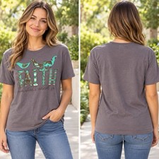 Love & Faith Women’s Large Graphic Tee Shirt Birds Inspirational Made In USA