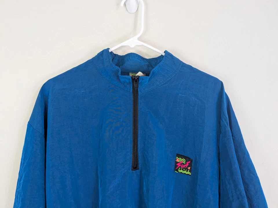 Vintage Surf Style Windbreaker Jacket Adult One Size Blue Port Of Orillia Casual - Image 3 of 4