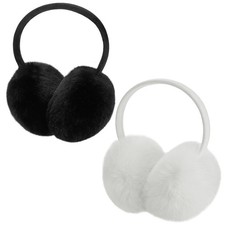 2 Pack Adjustable Ear Muffs for Winter Women - Soft Warm Fluffy Faux Fur Ear ...