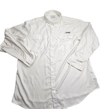 Columbia PFG Omni Shade Blood'N Guts Shirt Mens XL Button Down WhiteRoll Tab
