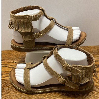 Tamaris Tan Suede Gladiator Sandals Ankle Wrap Zip Flat Boho Shoes Womens 38