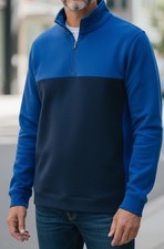 Mens Nike Golf 1/4 Zip Pullover Large Blue Nike Fit Therma Two Toned Shirt